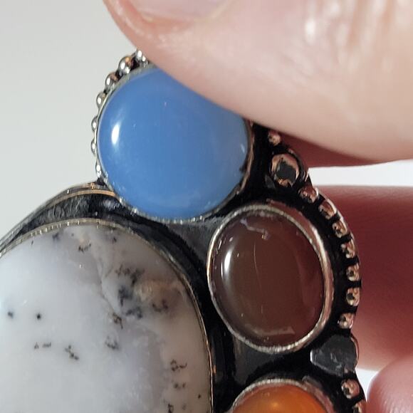 Gemstone Pendant Necklace – Opal, Carnelian & Chalcedony + 20" Silver Chain - Picture 10 of 10